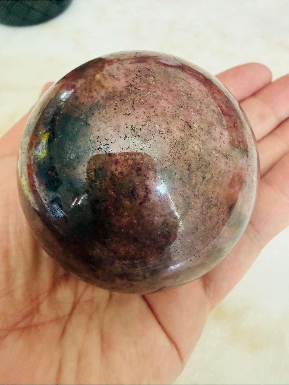 Rhodonite Sphere with Pyrite Natural Polished Crystal Ball Stone of Compassion